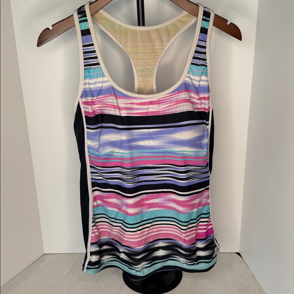 Zella Women's Vibrant Striped Racerback Swim Top